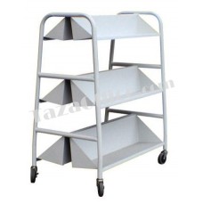 Double Sided Book Trolley (3" Castor Wheel) with 3 Slopping Shelves